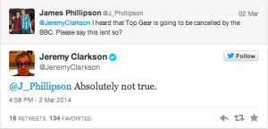 Fan's Tweet to Presenter Jeremy Clarkson